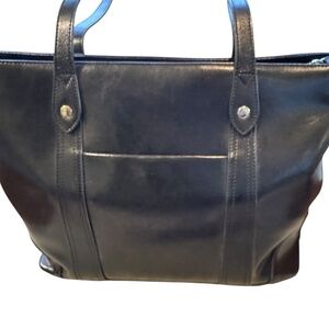 Beautiful Black Leather Tote Bag, Laptop, Briefcase, Bookbag